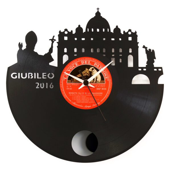 Orologio da parete con disco vinile lavorato a mano Giubileo con Pendolo
