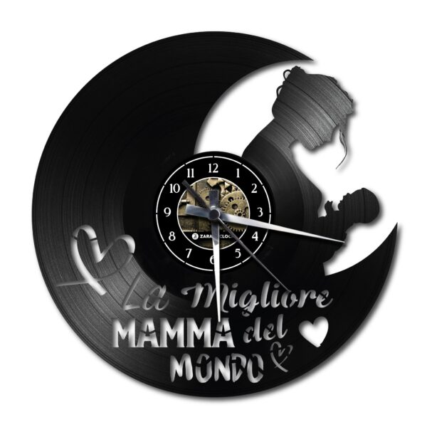 Orologio da Parete con Disco Vinile Lavorato a Mano Mamma