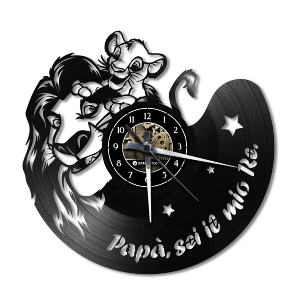 Orologio da Parete con Disco Vinile Lavorato a Mano Musafa e Simba