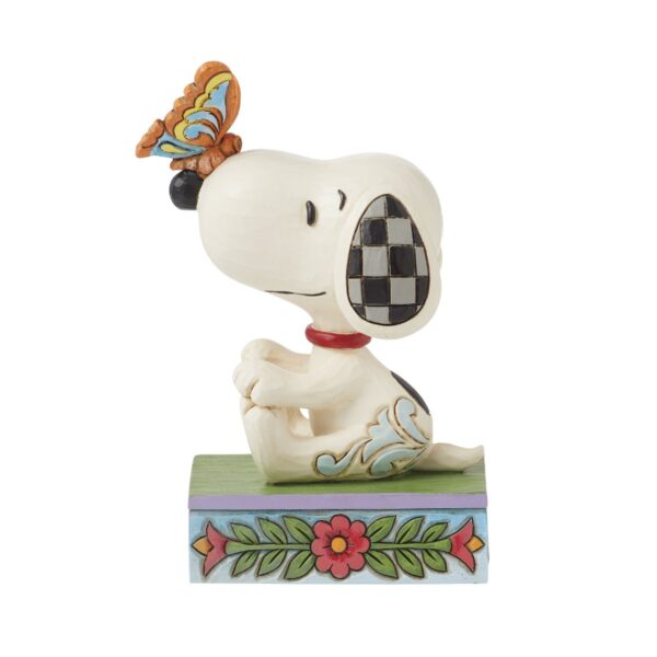 Jim Shore L’atterraggio perfetto statuina di Snoopy con farfalla sul naso