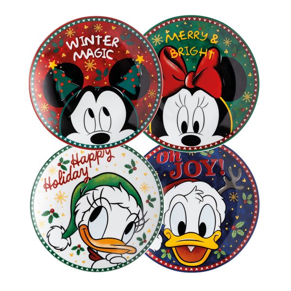 Walt Disney set Piattini Dolce Natale Topolino Topolina Paperino Paperina