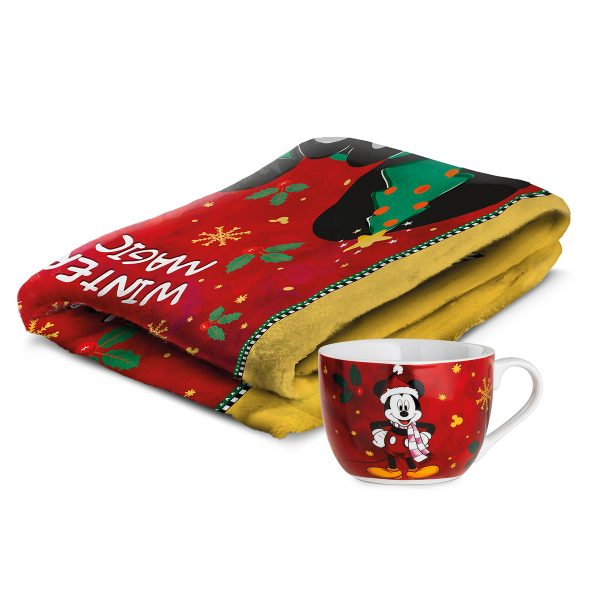 Walt Disney Set Plaid e Tazza Colazione Natale Mickey Mouse Topolino