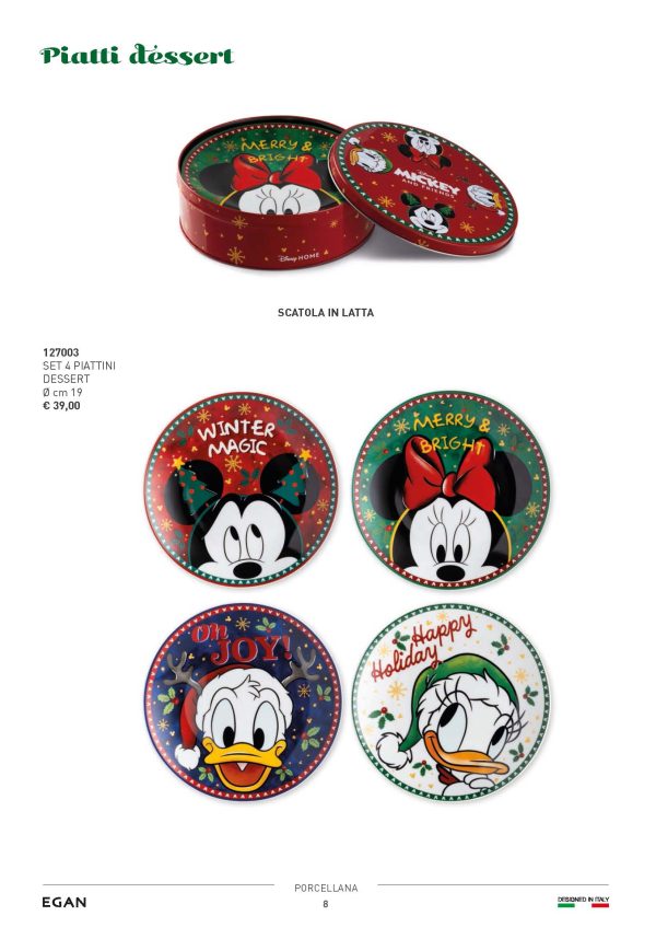 Walt Disney set Piattini Dolce Natale Topolino Topolina Paperino Paperina
