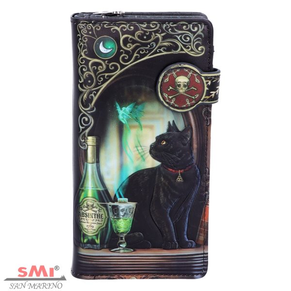 Portafoglio Portamonete e documenti Gatto Nero in rilievo Absinthe Embossed Purse