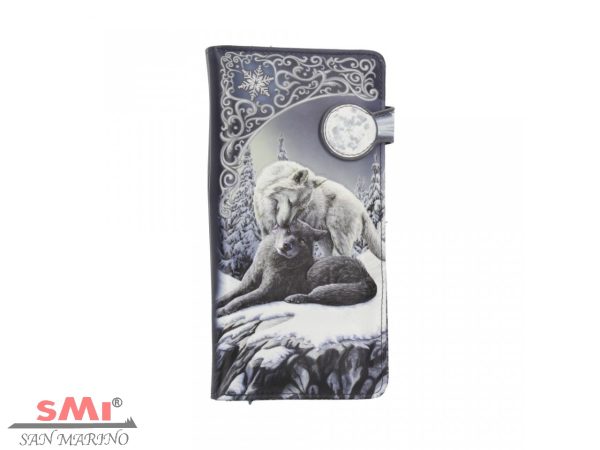 Portafoglio Portamonete e documenti Baci di neve in rilievo Lupi