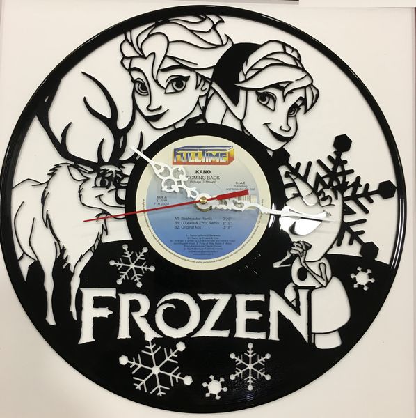 Orologio da Parete con Disco Vinile Lavorato a Mano Frozen 2