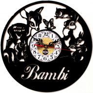 Orologio da Parete con Disco Vinile Lavorato a Mano Bambi