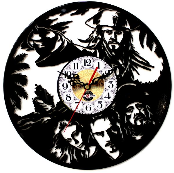 Orologio da Parete con Disco Vinile Lavorato a Mano Pirati dei Caraibi