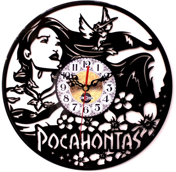 Orologio da Parete con Disco Vinile Lavorato a Mano Pocahontas 3