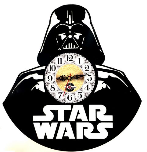 Orologio da Parete con Disco Vinile Lavorato a Mano Star Wars