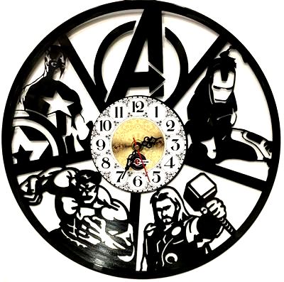 Orologio da Parete con Disco Vinile Lavorato a Mano Avengers 2
