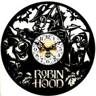Orologio da Parete con Disco Vinile Lavorato a Mano Robin Hood