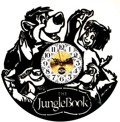 Orologio da Parete con Disco Vinile Lavorato a Mano Mowgli Il Libro della Jungla 2