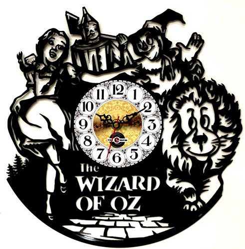 Orologio da Parete con Disco Vinile Lavorato a Mano Mago di Oz