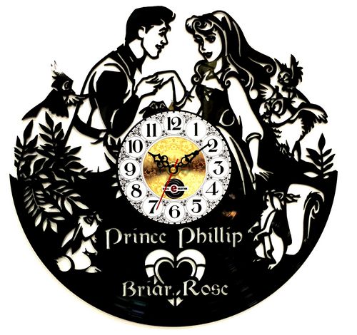 Orologio da Parete con Disco Vinile Lavorato a Mano Bella Addormentata 2