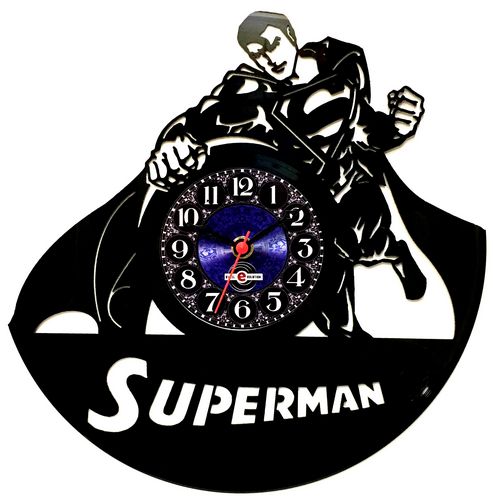 Orologio da Parete con Disco Vinile Lavorato a Mano Superman