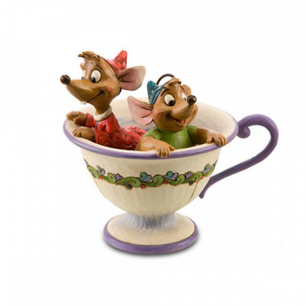 Jim Shore Walt Disney Jaq e Gus in tazza da thè Cenerentola