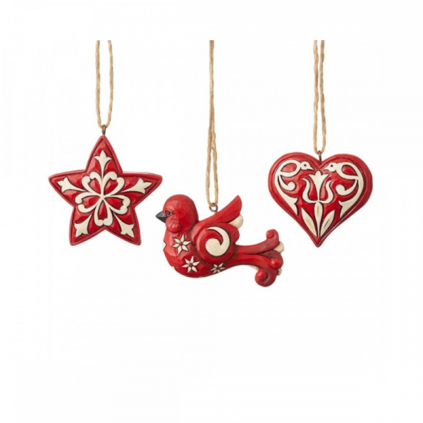 Jim Shore Nordic Natale Ornamenti set 3 pezzi