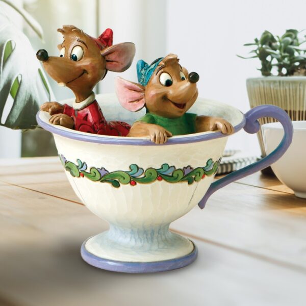 Jim Shore Walt Disney Jaq e Gus in tazza da thè Cenerentola