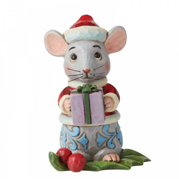 Jim Shore Mini figurina mouse topo natalizio