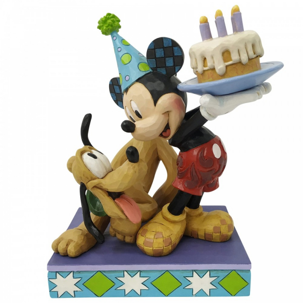 Walt Disney Jim Shore Statuetta di compleanno di Pluto e Topolino