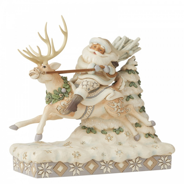 Walt Disney Jim Shore Statuetta di Babbo Natale in sella a una renna