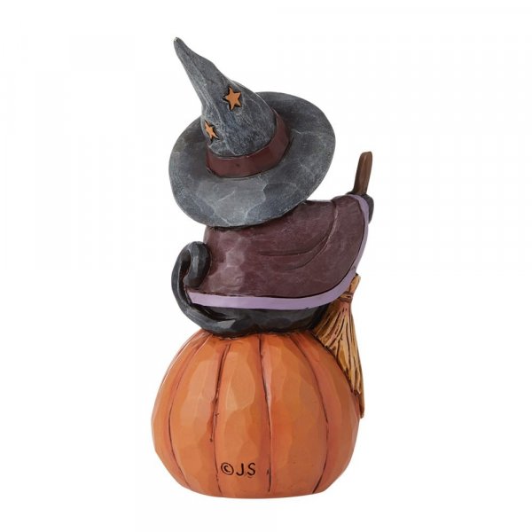 Jim Shore Statuetta Mini Gatto Nero con Zucca Halloween