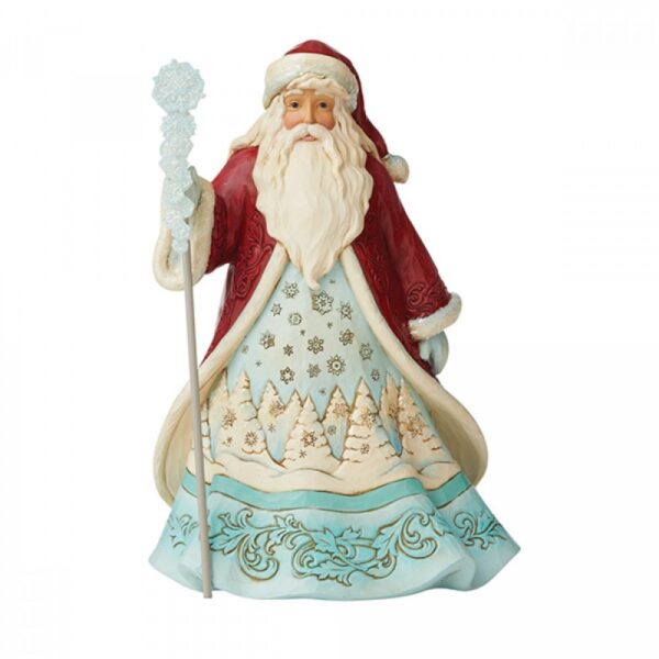 Jim Shore Statuetta di Babbo Natale del paese delle meraviglie invernale con fiocchi di neve