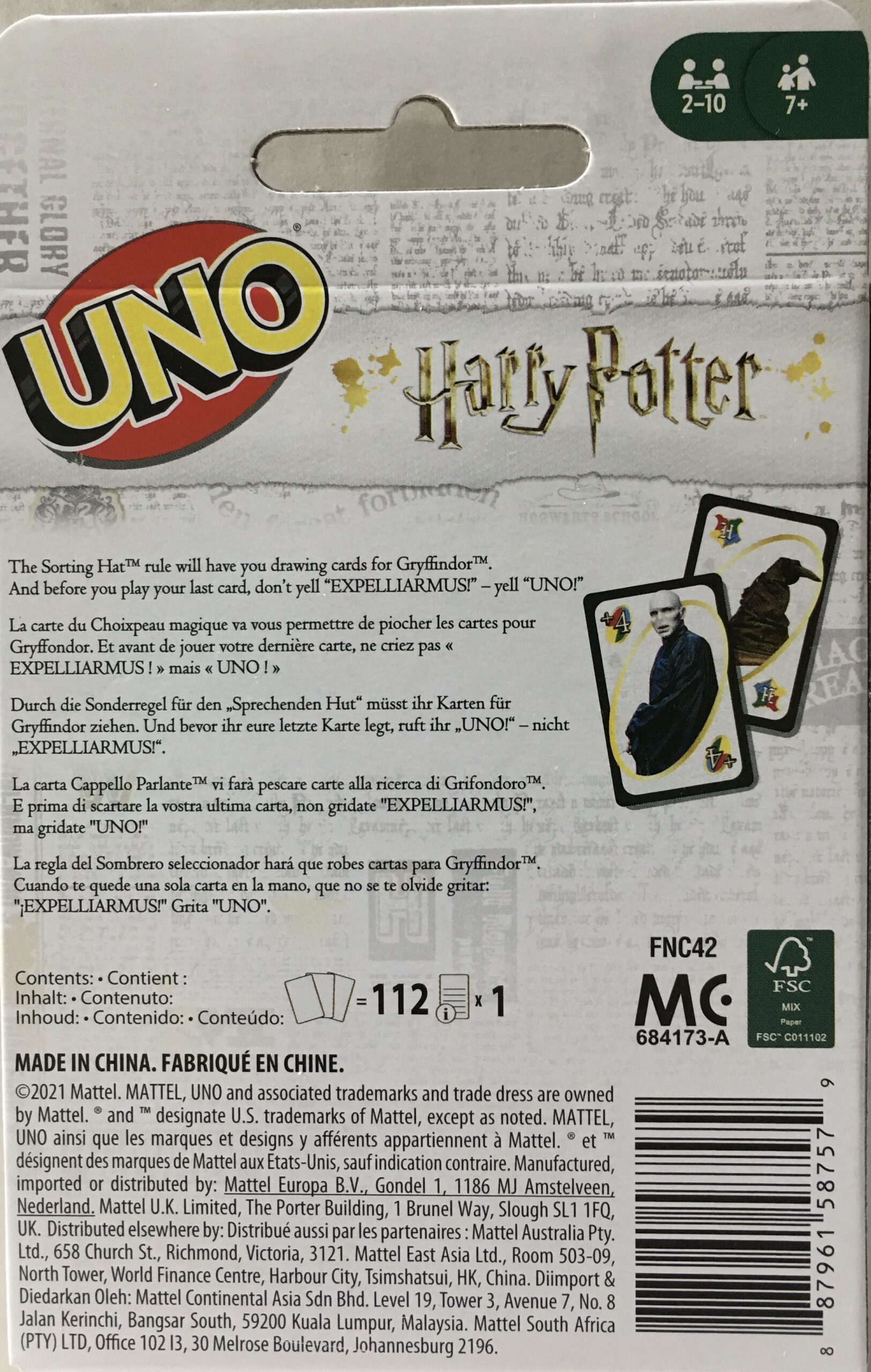 Harry Potter Card Game UNO Carte da gioco - La Cornice articoli da