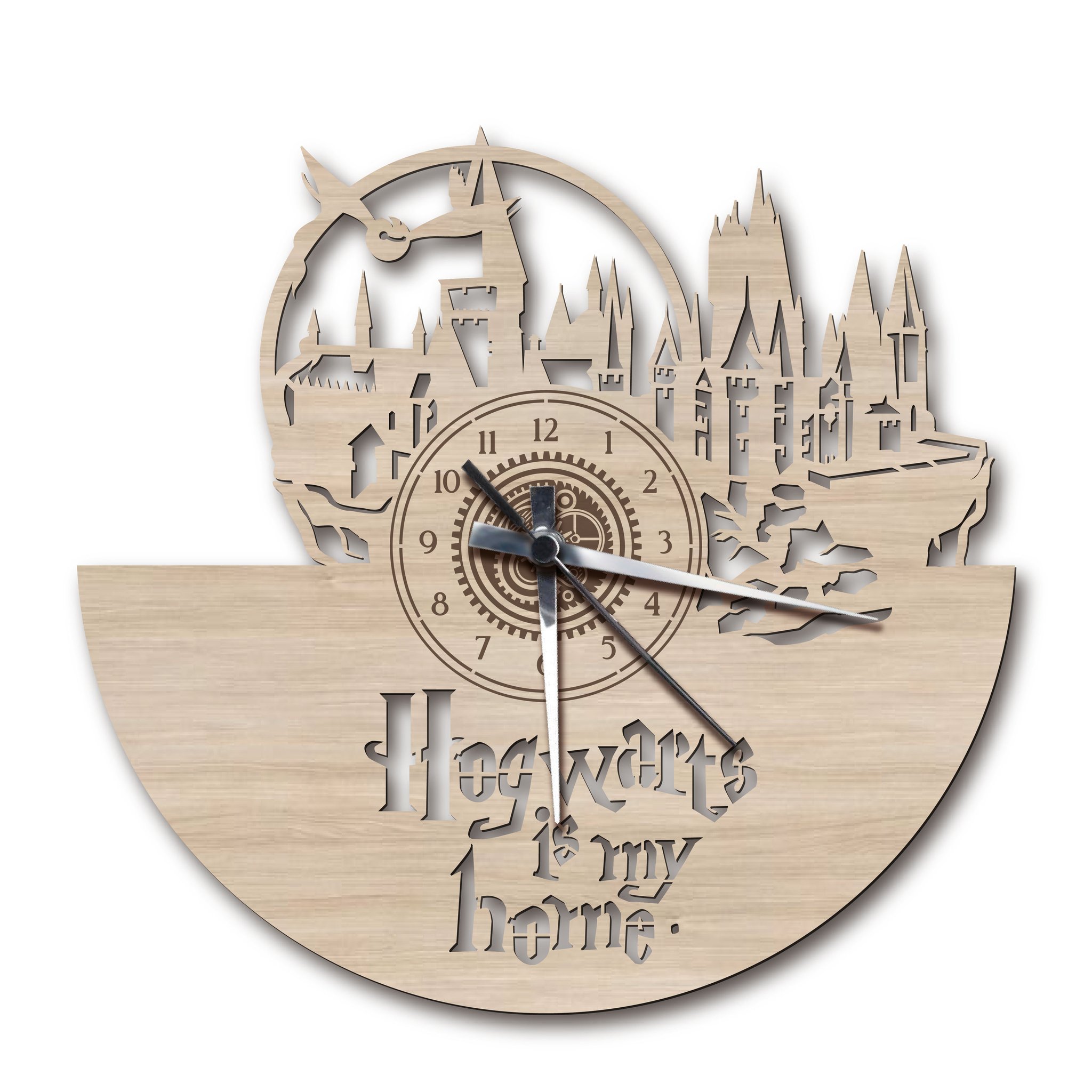 Orologio da Parete con Disco in Legno Lavorato a Mano Hogwarts Harry potter  - La Cornice articoli da regalo