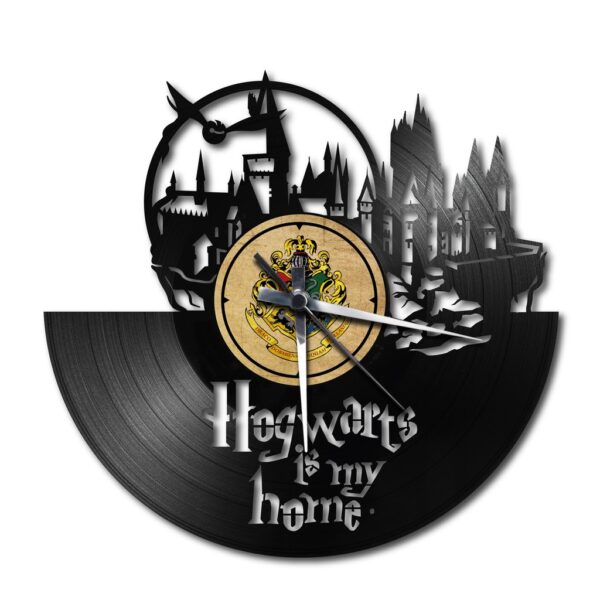 Orologio da parete realizzato con disco vinile Hogwarts Harry Potter