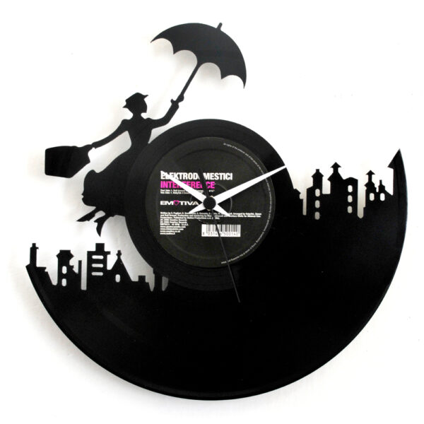 Orologio da Parete con Disco Vinile Lavorato a Mano Mary Poppins