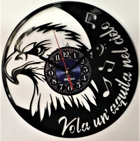 Orologio da Parete con Disco Vinile Lavorato a Mano Aquila Lazio
