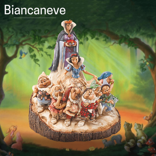 Disney Jim Shore Carved Intagliato dal cuore Biancaneve e i sette nani