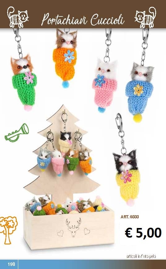 Porta chiavi Gatto decorativo in finto pelo