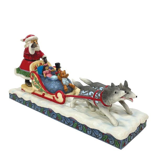 Jim Shore Babbo Natale in slitta trainata da cani con giocattoli - immagine 3