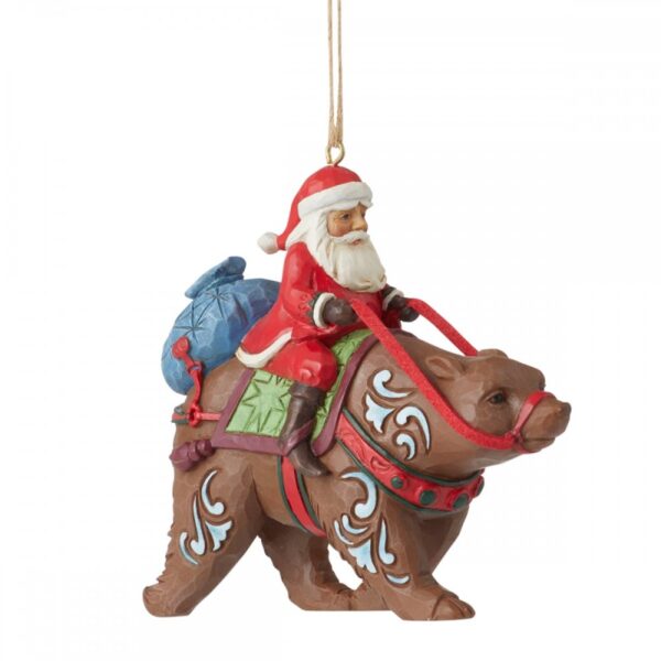 Jim Shore Ornamento d’attaccatura dell’orso di guida di Babbo Natale