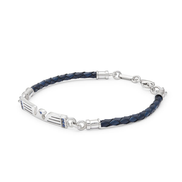 Bracciale Aquila Meno 9 Silver Zaffiri e Cuoio S.S. Lazio