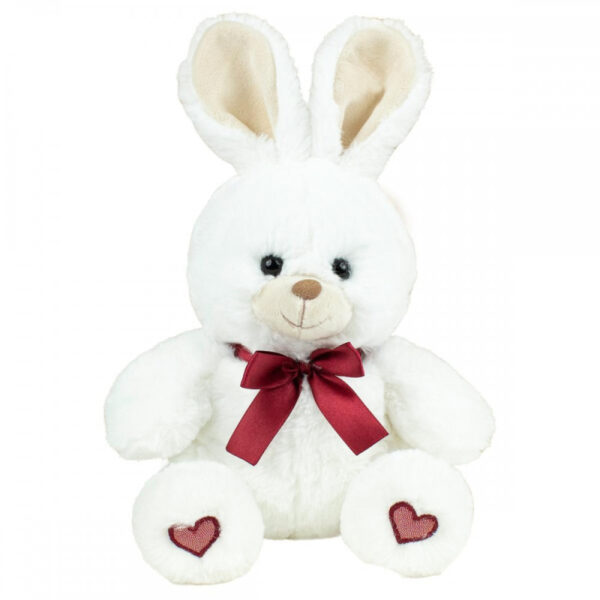 Coniglio Bianco con cuore rosso ricamato