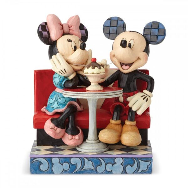 Walt Disney Jim Shore Topolino e Minni seduti a mangiare un gelato