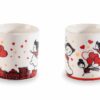 Tazzine caffè e piattini cuore in porcellana San Valentino - immagine 3