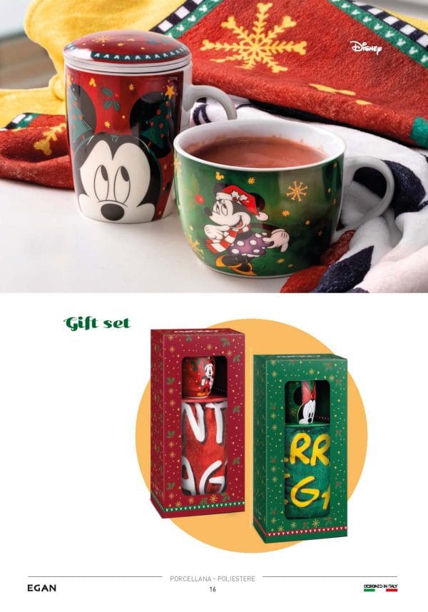 Walt Disney Set Plaid e Tisaniera Natale Mickey Mouse Topolino