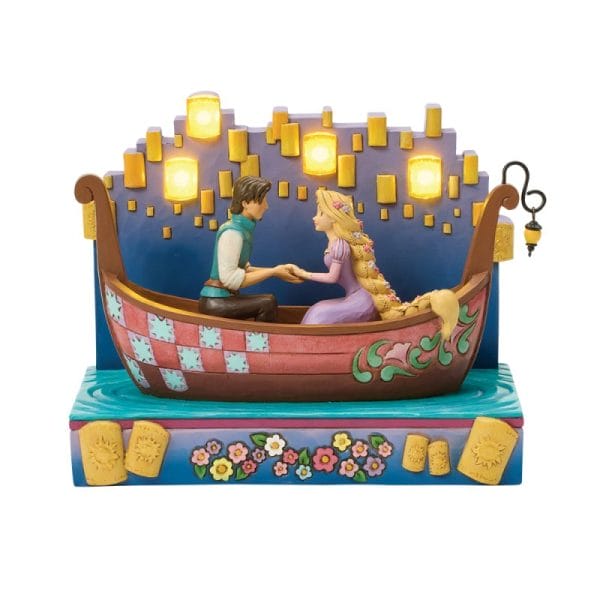 Walt Disney Jim Shore Barchetta con Rapunzel e Principe con lanterne