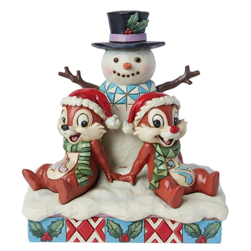 Walt Disney Jim Shore Figurina pupazzo di neve Cip e Ciop - Chip e Dale