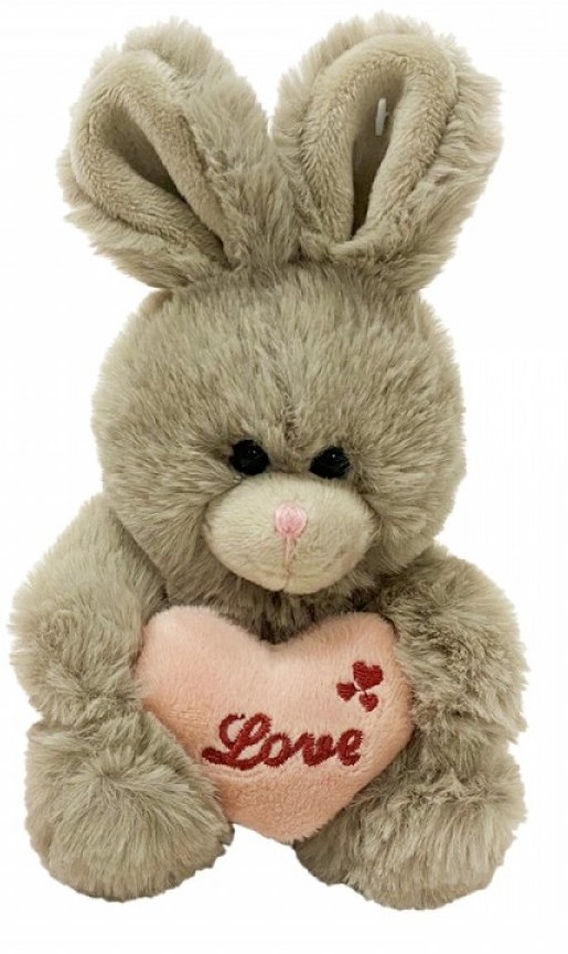 peluche coniglio cuore d’amore grigio
