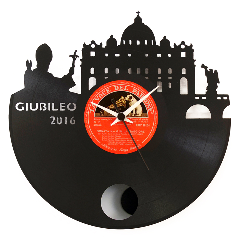 Orologio da parete con disco vinile lavorato a mano Giubileo con Pendolo