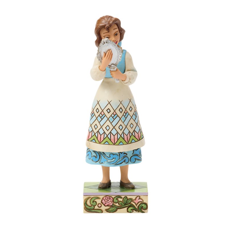 statuetta di belle con specchio di disney traditions
