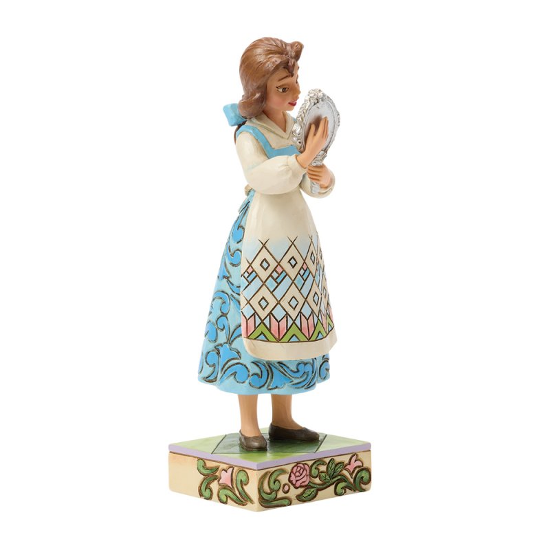 statuetta di belle con specchio di disney traditions