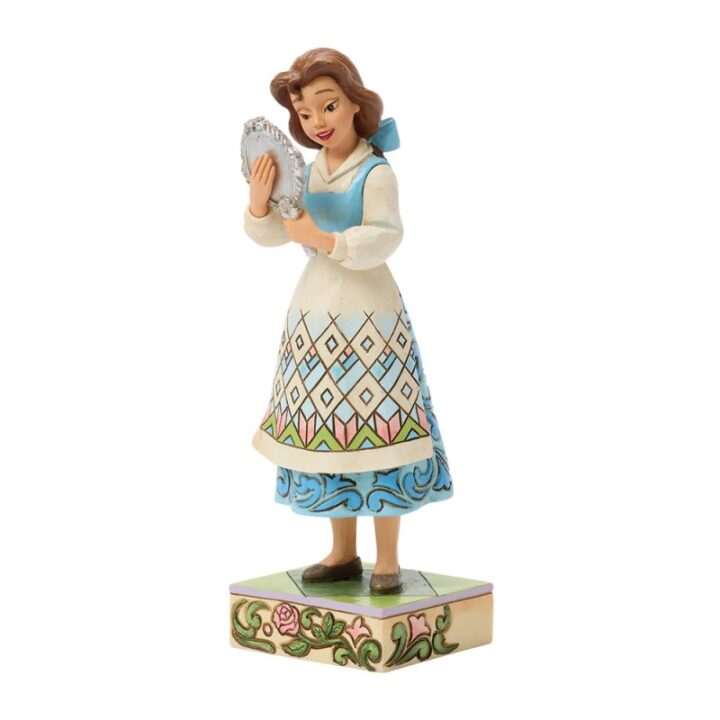 statuetta di belle con specchio di disney traditions
