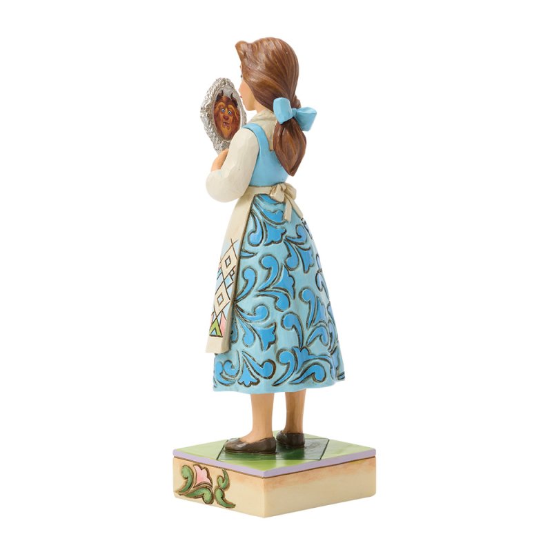 statuetta di belle con specchio di disney traditions